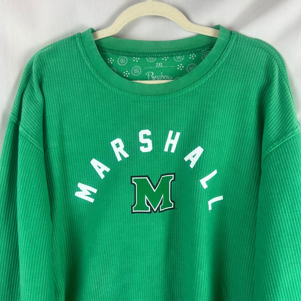 Pressbox Marshall University Thundering Herd Ribbed Sweatshirt Green Womens 2XL - Picture 3 of 8